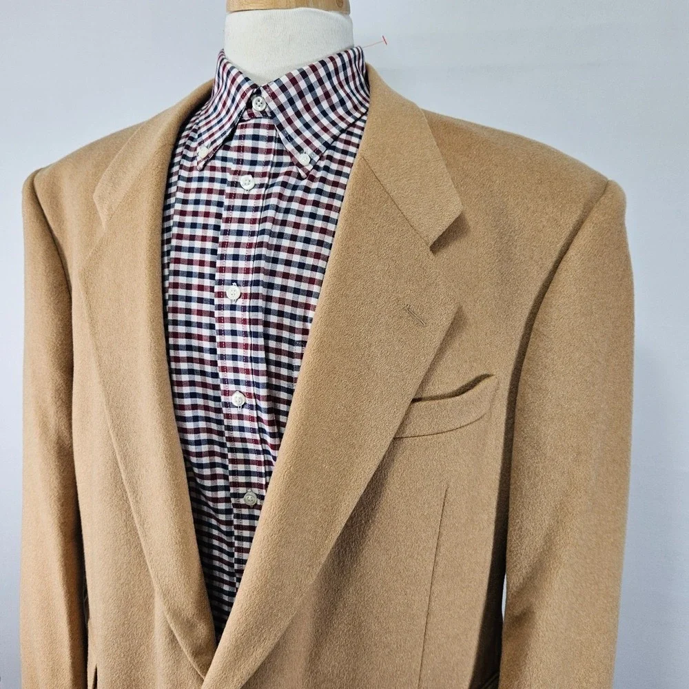 Bill Robin Son Men's Sport Coat Blazer Two Button Wool Camel Nylon Blend 46R